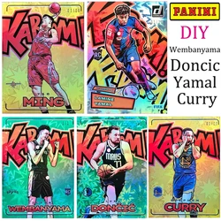 Panini domowe DIY karty gwiazdowe Wembanyama Doncic Yamal Curry Yao Ming prezenty świąteczne składane brokatowe karty kolekcjonerskie