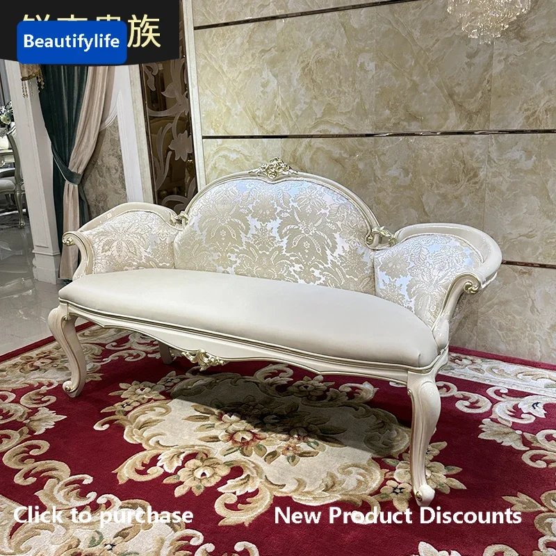 الفرنسية المحكمة نمط السرير نهاية البراز الكلاسيكية الجديدة خشب متين منحوتة غرفة المعيشة أريكة البراز غرفة نوم المطرزة السرير البراز K4050