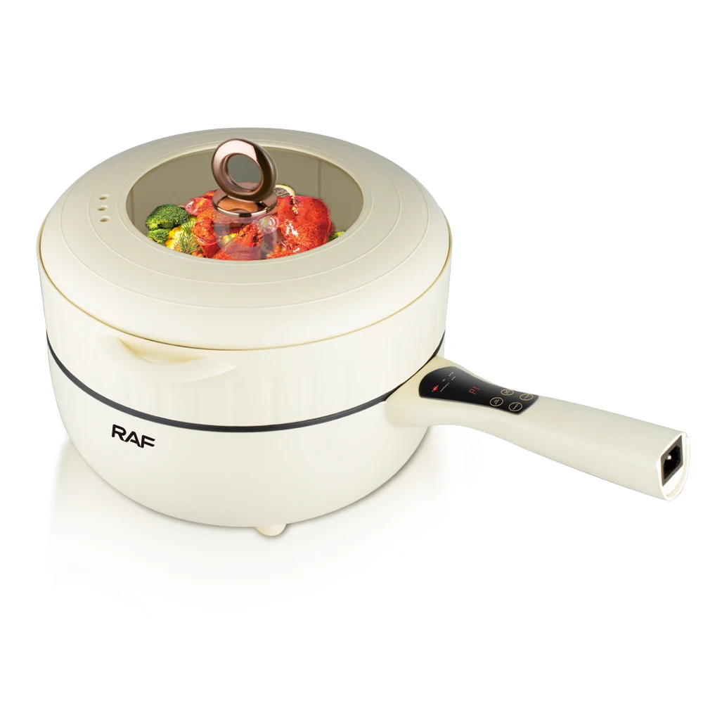 RAF Electric Hot Pot 5L with Steamer Portable Frying Pan Home Kitchen Cooking Pot for Egg Steak