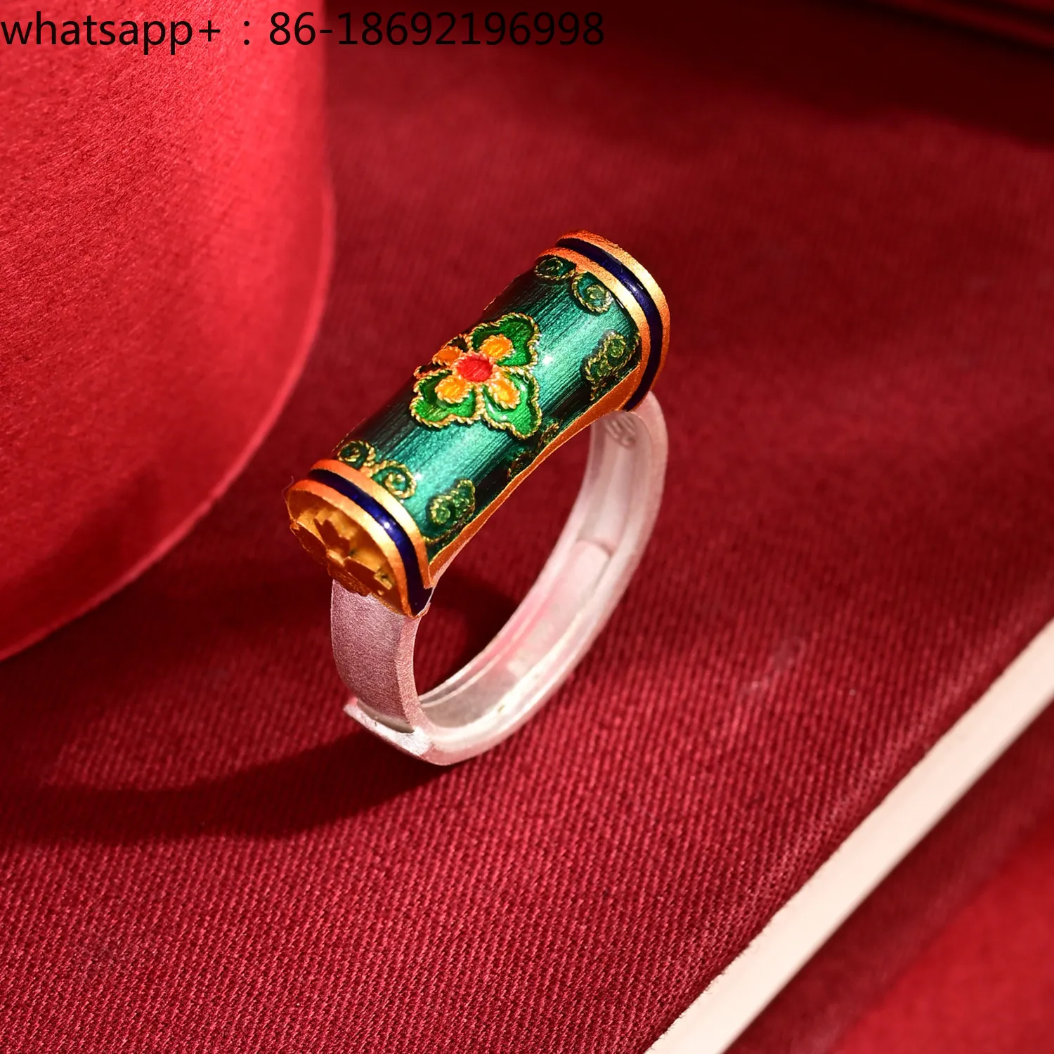 Pure Silver Baoxianghua Saddle Pure Silver Jewelry Women's Luminous Enamel National Style Jewelry