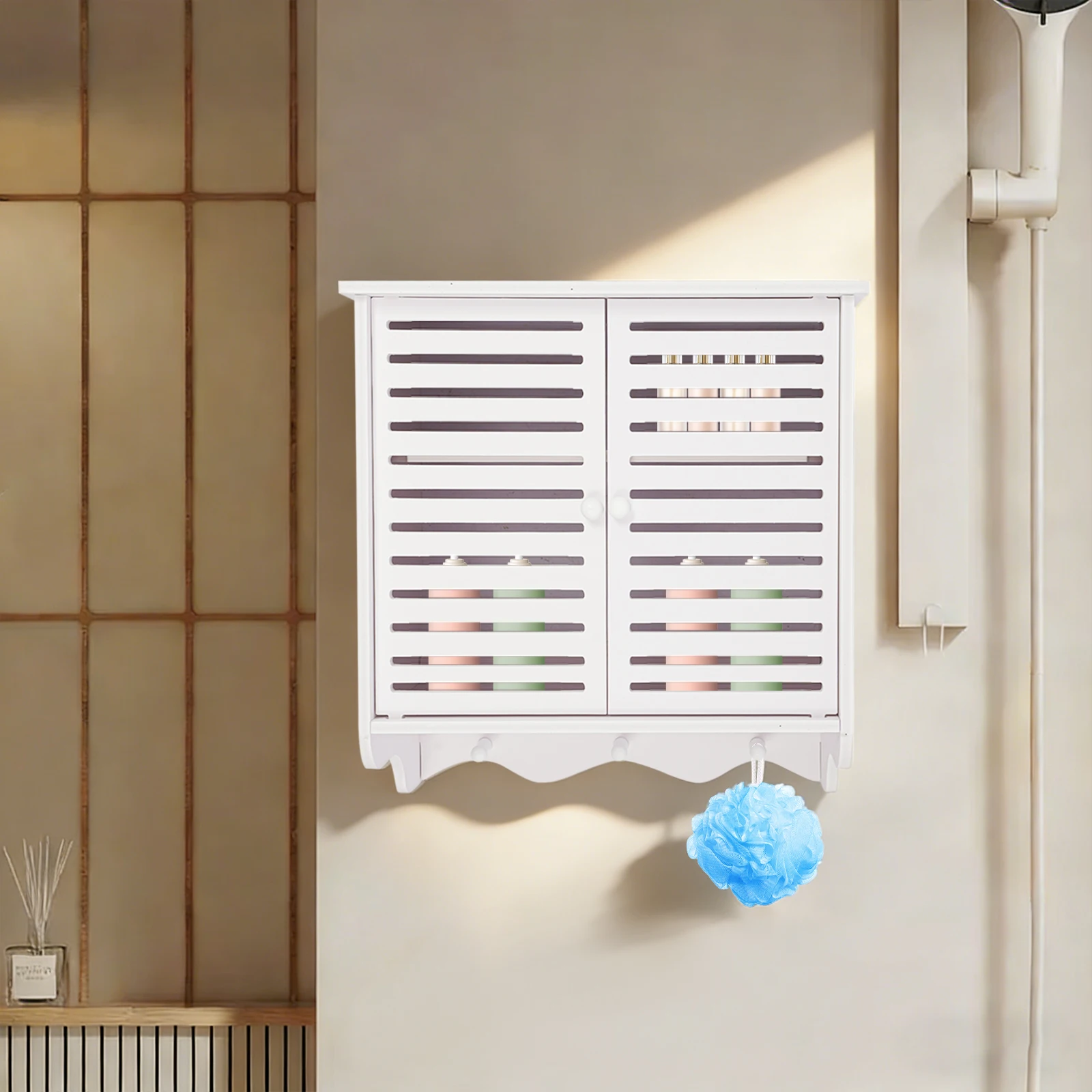 2-stöckiger Badezimmerschrank, wandmontierter Küchenschrank, weißer Wandschrank, hängende Schränke für Badezimmer und Küche – Detail 4