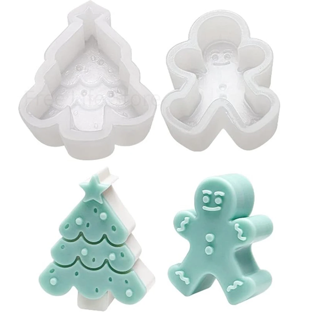 Christmas Silicone Molds Christmas Tree Gingerbread Man Shape Fondant Jelly Moulds DIY Handmade Cake Molds Baking Accessories