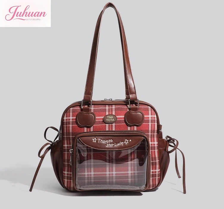 

Japanese original small food ltabags women cute plaid large capacity two-dimensional yuan college style shoulder messenger bag