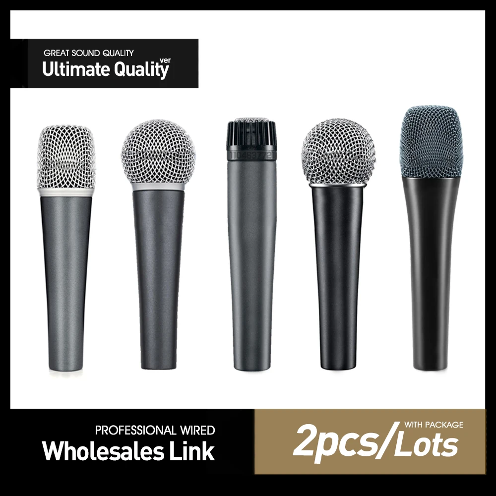 2pcs/Lots Wholesales Ultimate Quality Professional Cardioid Wired Dynamic Microphone For Karaoke Live Vocals Stage Performance