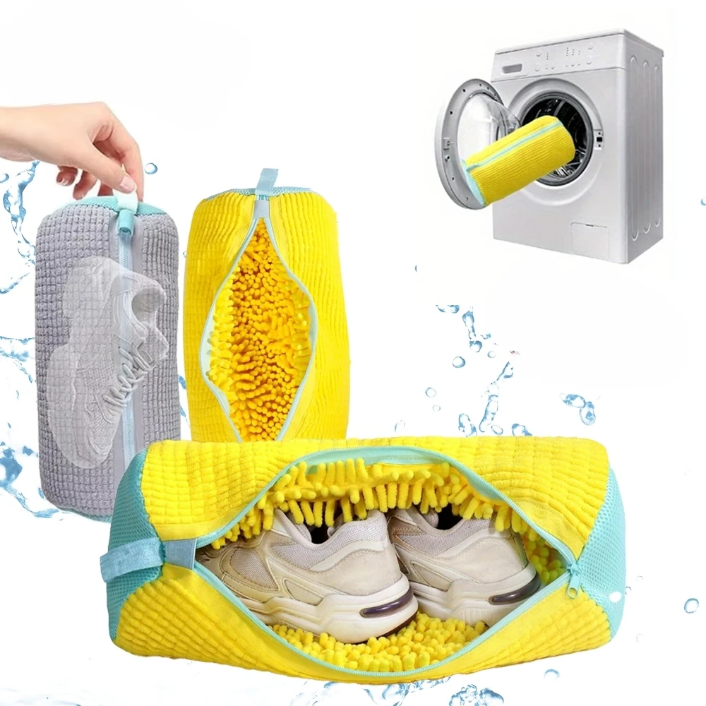 

Shoe Washing Machine Bag Laundry Washer Dryer Reusable All Shoe Types Sizes Zipper Closure Padded Fluffy Fibers Sneaker Cleaning