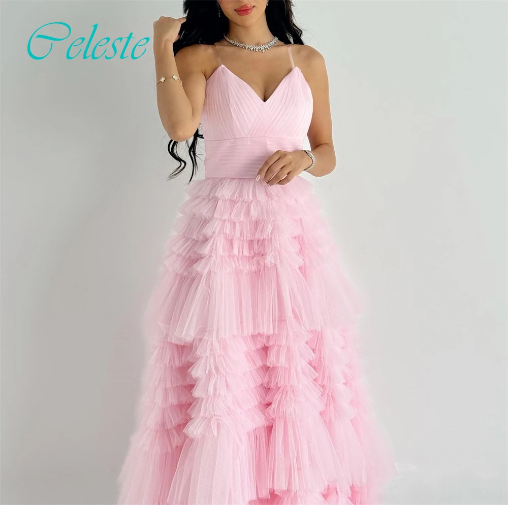 

Customized Elegant V-Neck Spaghetti Straps Evening Dress and Fashion Special Occasion Gowns and Delicate Sleeveless Bridal Party