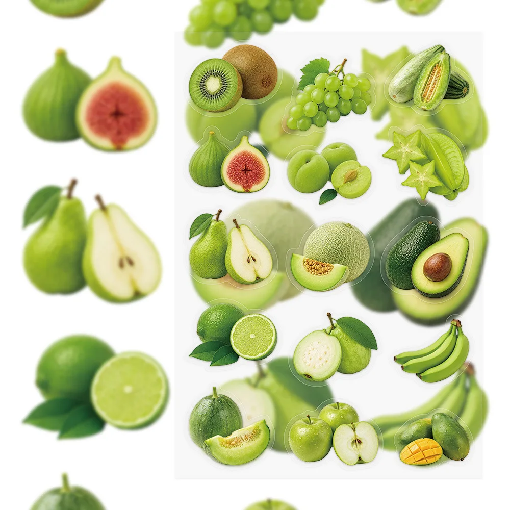 8 Pcs/Set Fruit & Vegetable Stickers, Garden Food Theme Transparent PET Decals for Pencil Case & Journal Decoration - view 3