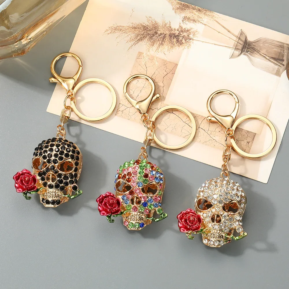 Hot-Selling Halloween Skull Alloy Keychain Car Bag Charm Key Ring Chain Small Gift Wholesale