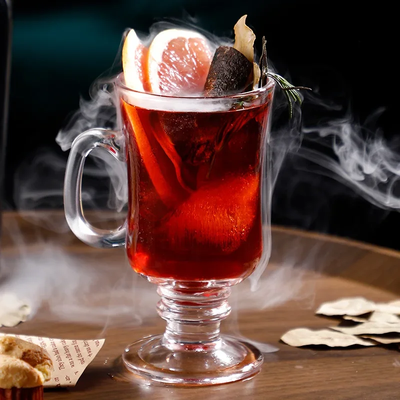Design Style Coffee Cup  250ml-285ml  Irish Coffee Latte Glass Juice Milk Tea Cup Inclined with Handle Single Transparent Glass