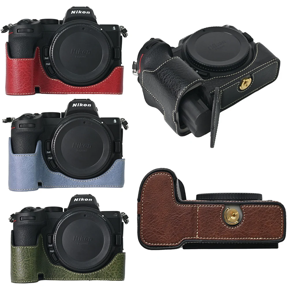 Camera Half Case PU Leather  for Nikon Z6II Z7II Z5 Bottom Opening Magnetic Cover