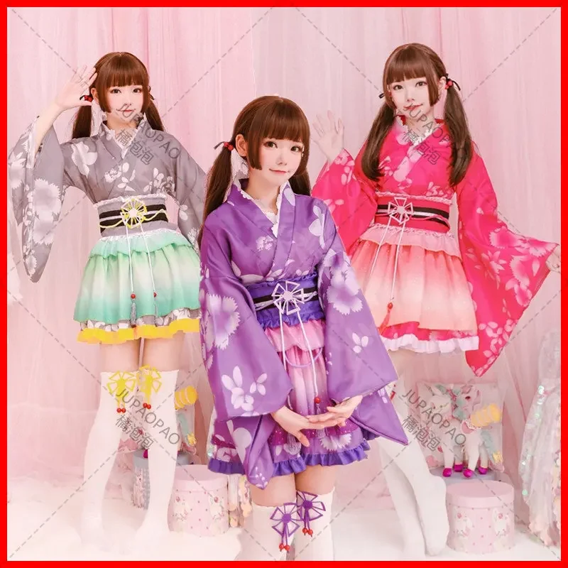 Anime Love Live Cosplay Costume Maki Nishikino Summer Yukata Kimono Lolita Girls Dress Halloween Fancy Party Full Set