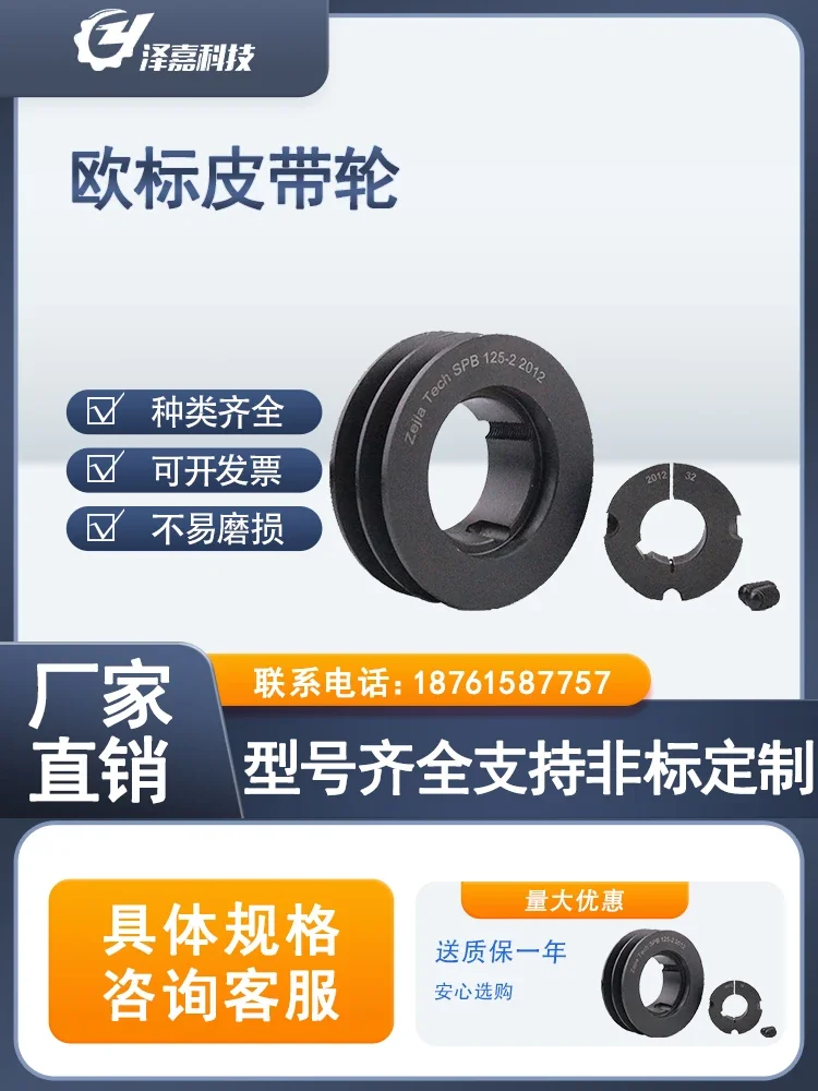 European standard pulley SPB125-02-2012 motor V-shaped double groove cast iron belt plate with cone sleeve