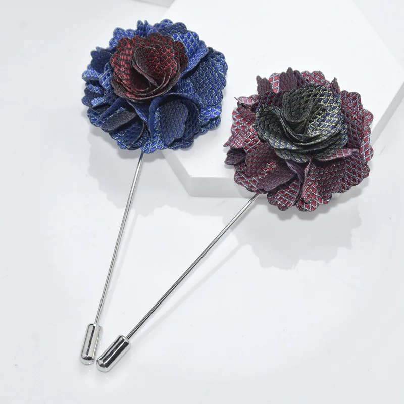 24 PCS/Lot, Mens Elegant Kanzashi Flower Lapel Pins, Wedding Boutonniere Flower Brooches