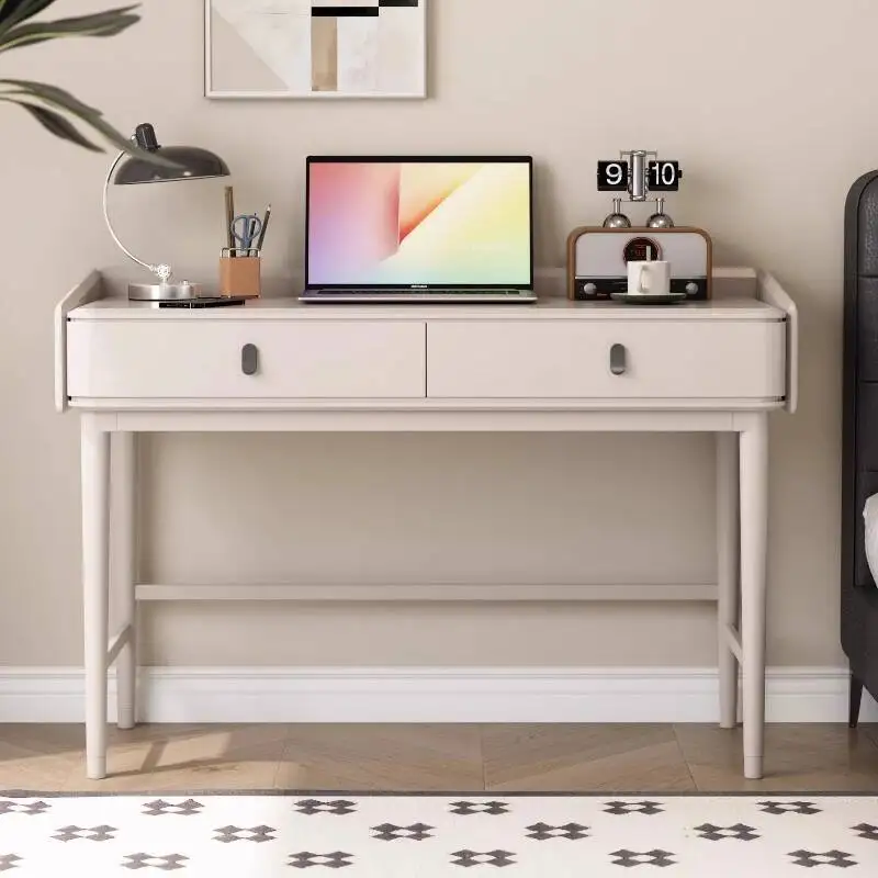 Moderner, minimalistischer Schreibtisch im cremefarbenen Stil, Schlafzimmer, kleine Einheit, multifunktionaler Schreibtisch, Nachttisch, Heimcomputertisch, High-End