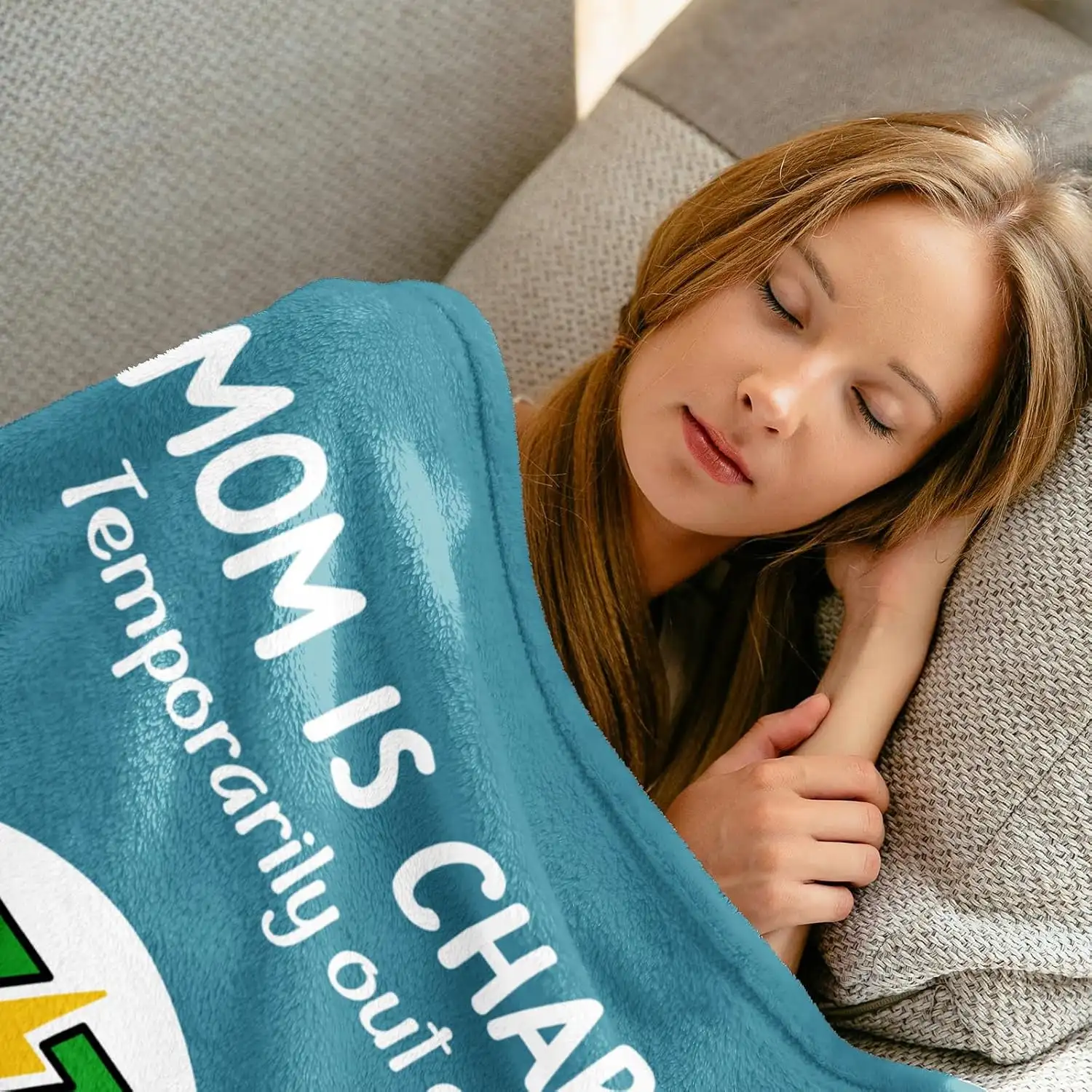 Customize Gifts for Mom Birthday Christmas- Funny Soft Mom is Charging Blanket- New Moms Gifts for Women, Practical Blanket Thro