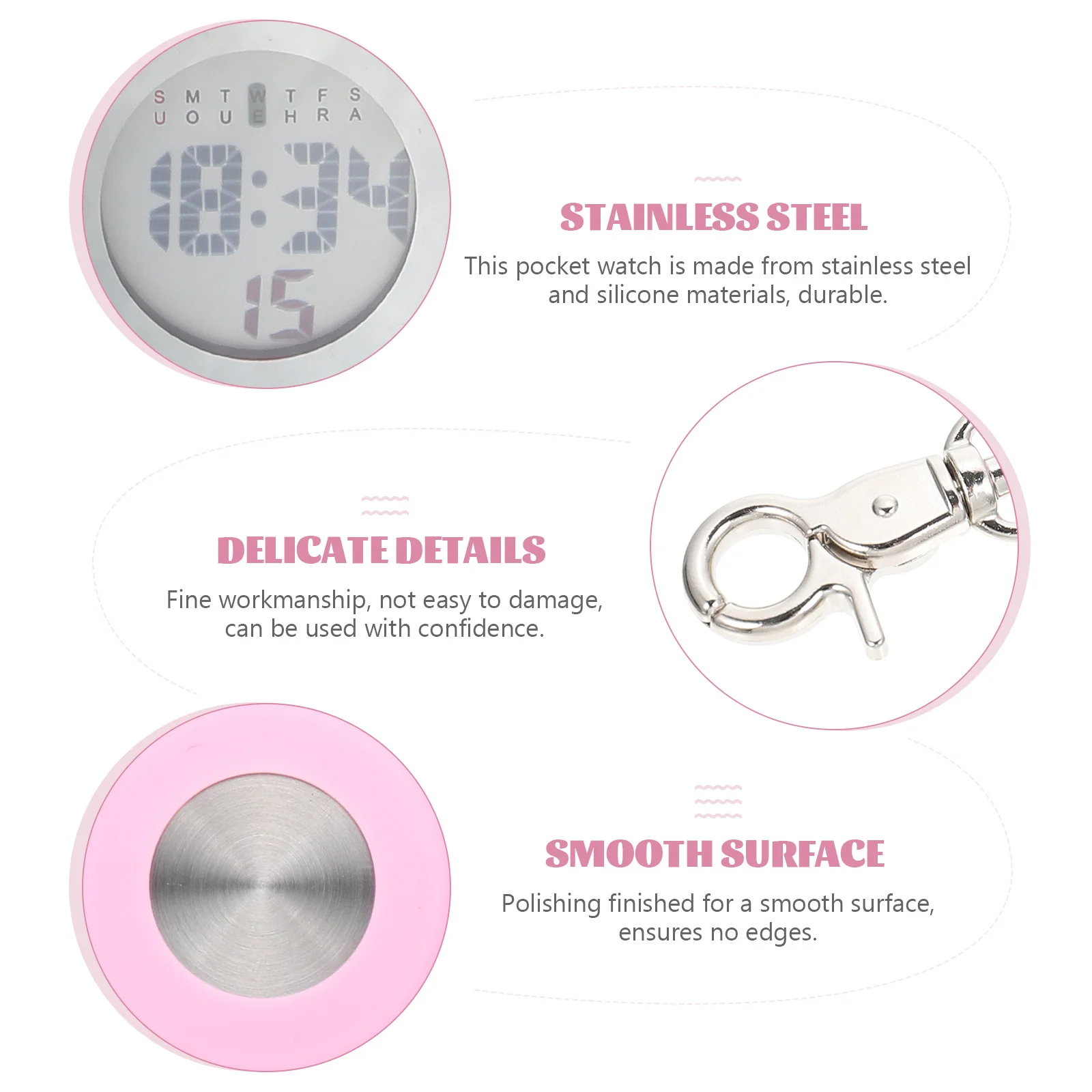 

Electronic Stopwatch Digital Nurse Clip on Doctor Watch Student Test Watch Waterproof Silicone Stainless Steel Pocket Watches