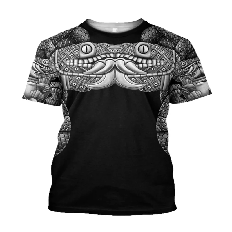 Summer Trend Harajuku Mexican Aztec Quetzon Men\'s Casual T-shirt Street Fashion Classic Retro O-neck Loose Senior 3D Printed Top