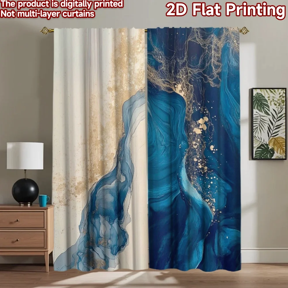 

1pc 2D flat Photography Backdrop Background cloth Blue and Gold 100% Polyester Festive Wall Decor Use for New Year celebration