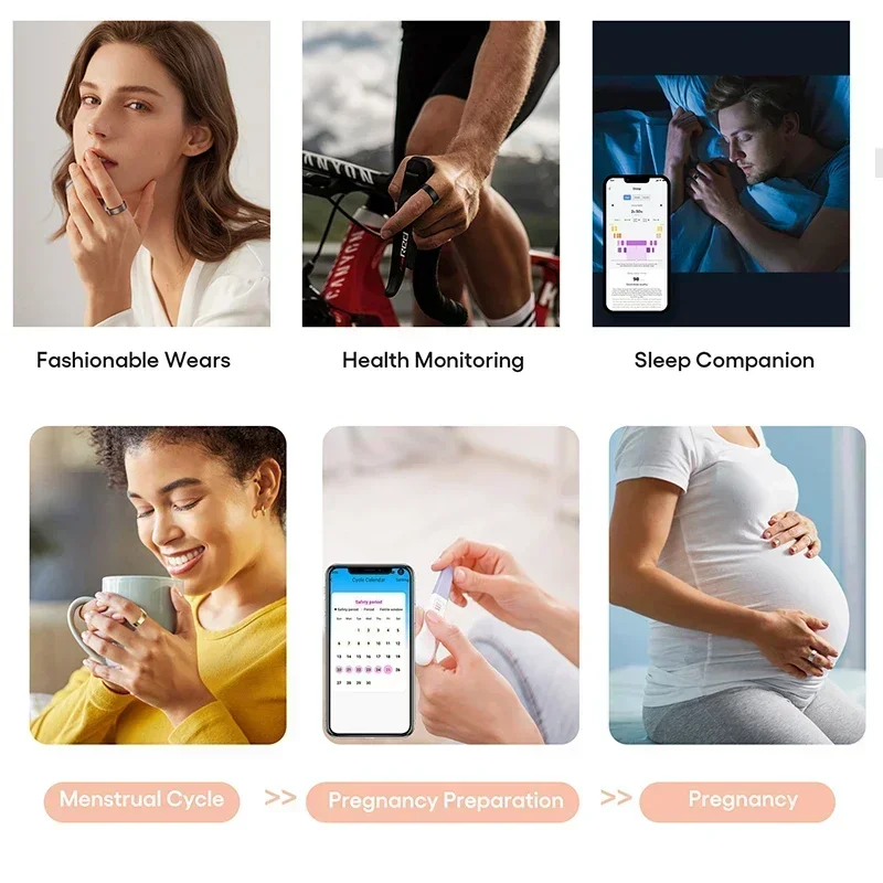 J-Style 2301A Wholesale Smart Health Ring Fashion Custom Black Android Smart Couple Ring 316 Stainless Steel
