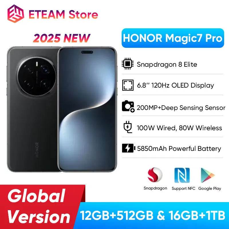 2025 New Global Version Honor Magic7 Pro 5G Smart Phone Snapdragon 8 Elite 6.8