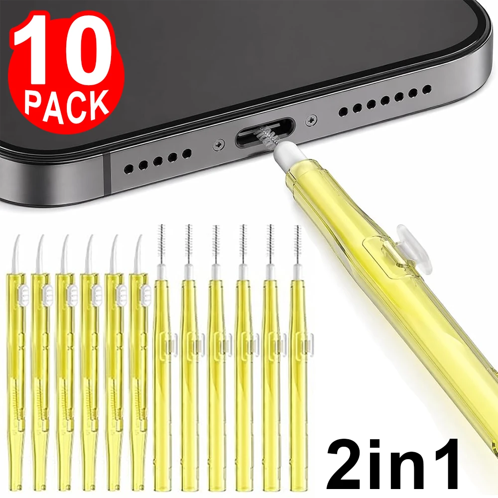 2in1 Retractable Cleaner Kit for Mobile Phone Speaker Charging Port Cleaning Set for iPhone 17 Samsung Earphones Clean Brush