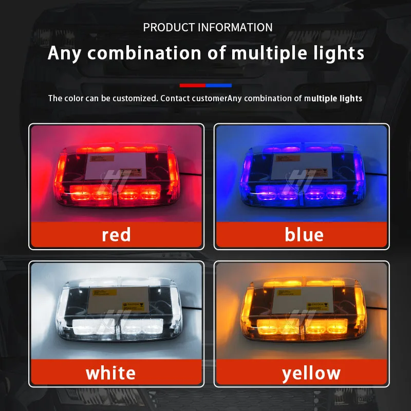 36 LED Magnet Mount Construction Vehicle Car Warning Strobe Light Beacon Amber Red Blue Police Flashing Lights 12V 24V