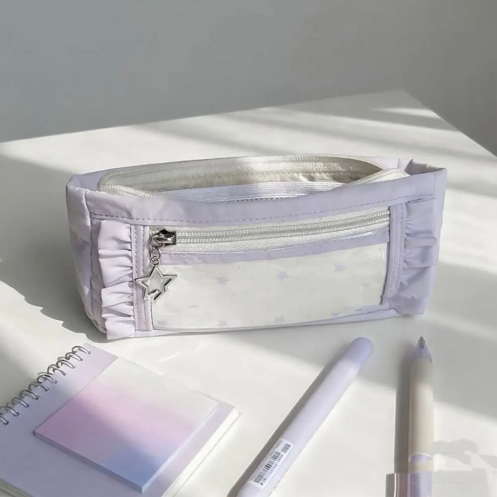 Pen Bag Transparent window Pencil Case Large Capacity multi-functional Storage Badge Display Stationery Pouch Office School