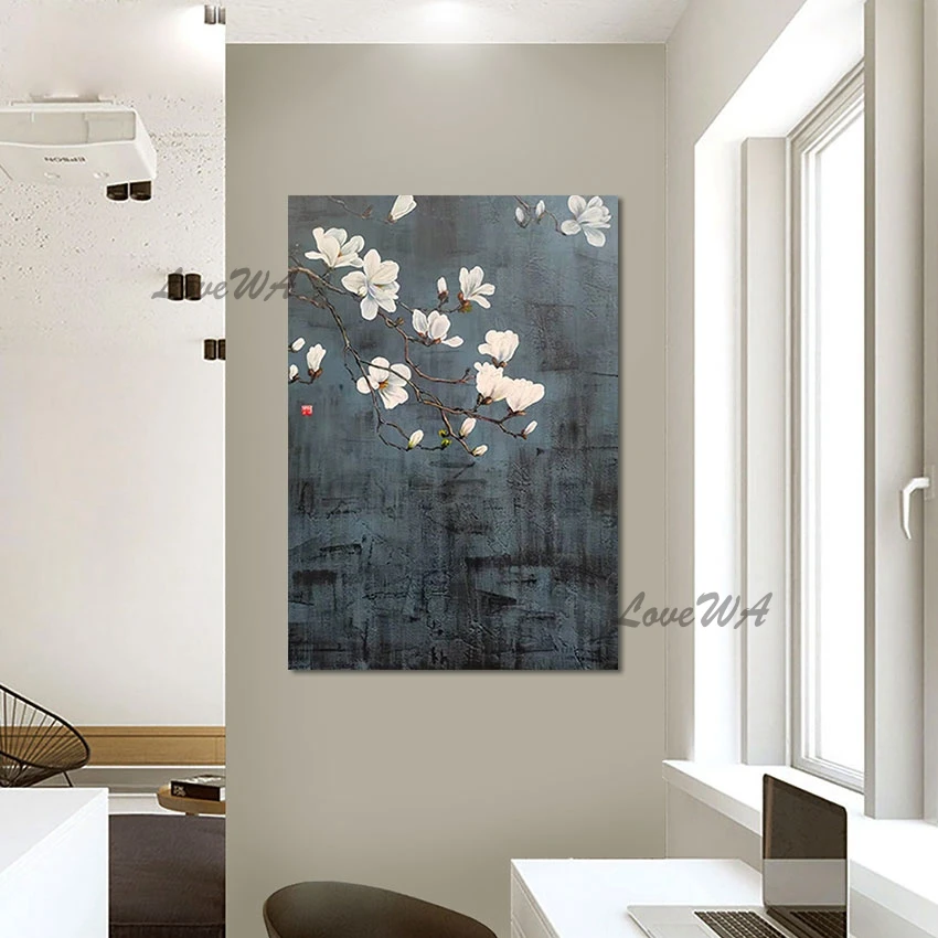 Abstract Wall Art Canvas Home Decoration Accessories Modern Acrylic Artwork Flowers On The Branches Hand Painting Frameless