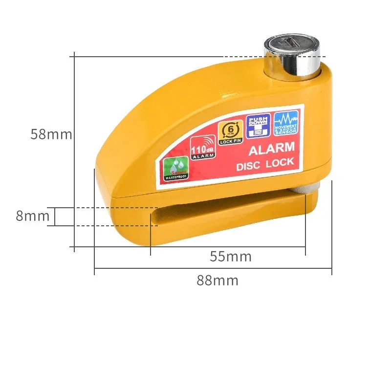 Cerradura de freno de disco con alarma, cerradura antirrobo para motocicleta, candado para bicicleta de montaña, candado para bicicleta eléctrica