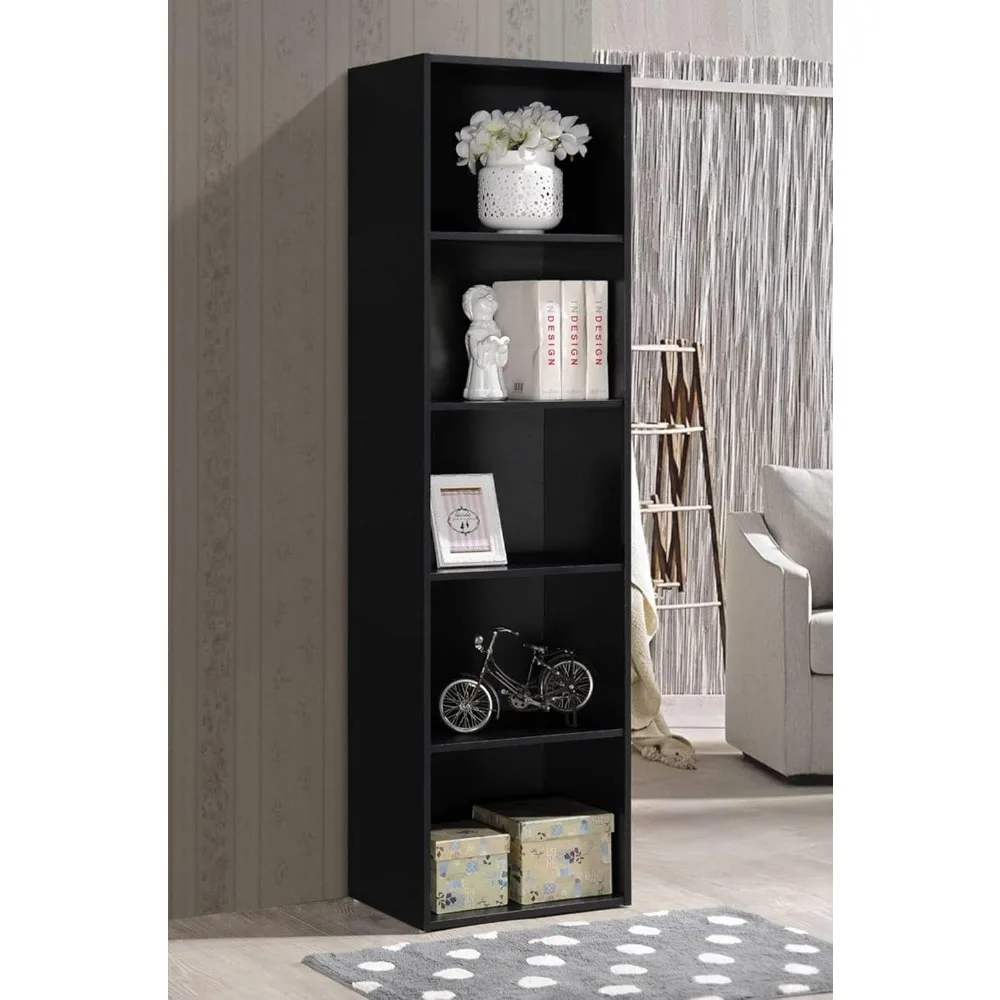 

Black Storage Shelf 5 Shelf Bookcase Book Living Room Furniture Home