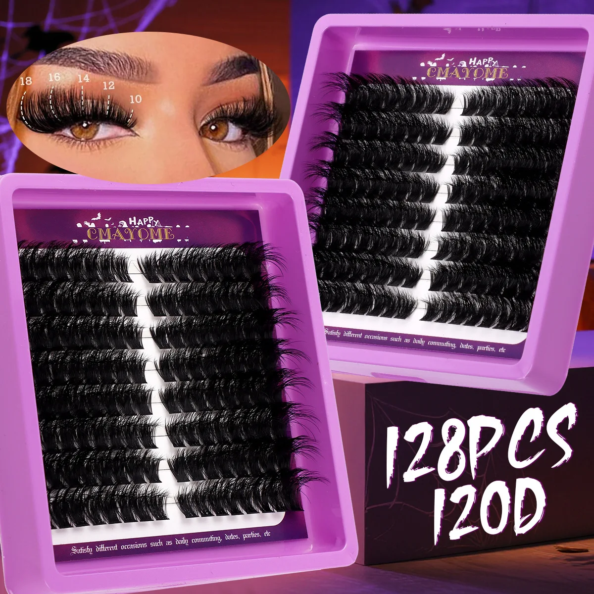 

144 Clusters Single DIY Segmented Thick Curling D Curve False Eyelash 14-20mm Grafted Natural Blossoms for Eye Beauty
