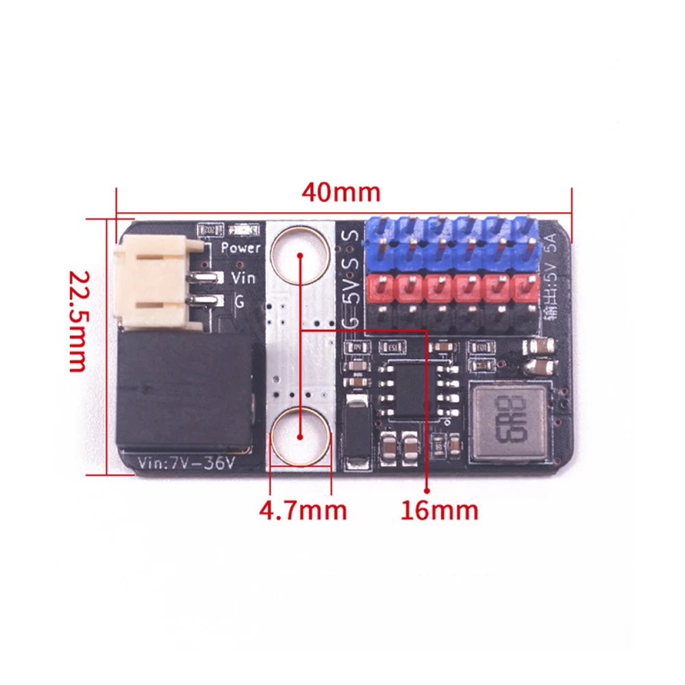 

6-36V to 5V/5A Servo Motor Drive Expansion Power Supply Board Voltage Conversion Module Anti-reverse Connection Protection