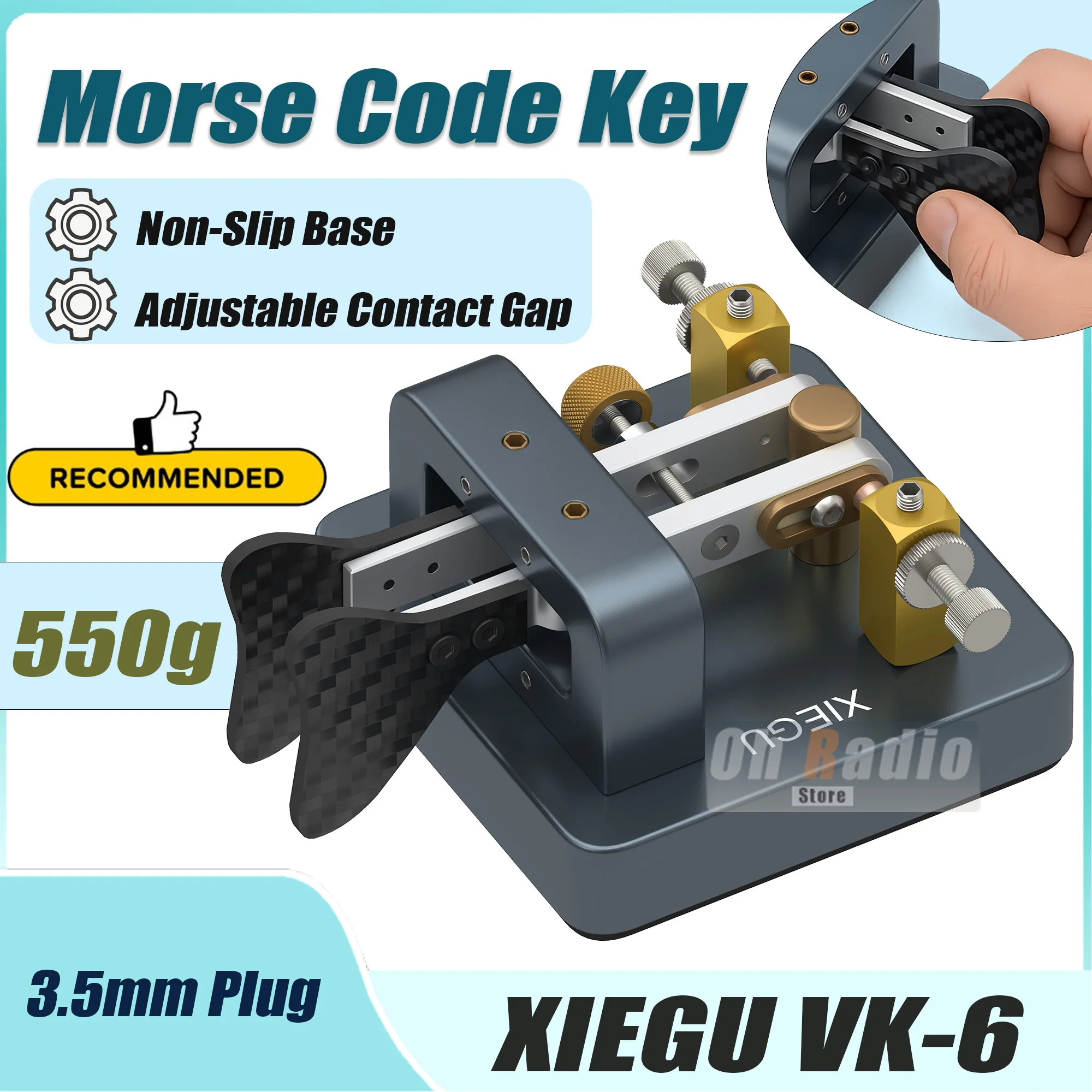 XIEGU Electric Key VK-6 Short Wave Wireless Automatic Morse Code Key Radio Transmission With Aluminum Alloy Base For X6100 X5105
