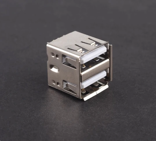 2.0 مقبس USB أنثى مزدوج الطبقة USB رأس أنثى أنثى 180 درجة إدراج مستقيم إبرة مستقيمة جسم قصير عمودي cu #3