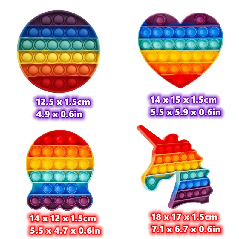 Sensory Toys Rainbow Pop Push Bubble Fidget Toy Antistress Toy Autism Adults & Children Needs Squishy Stress Reliever Kawaii Toy