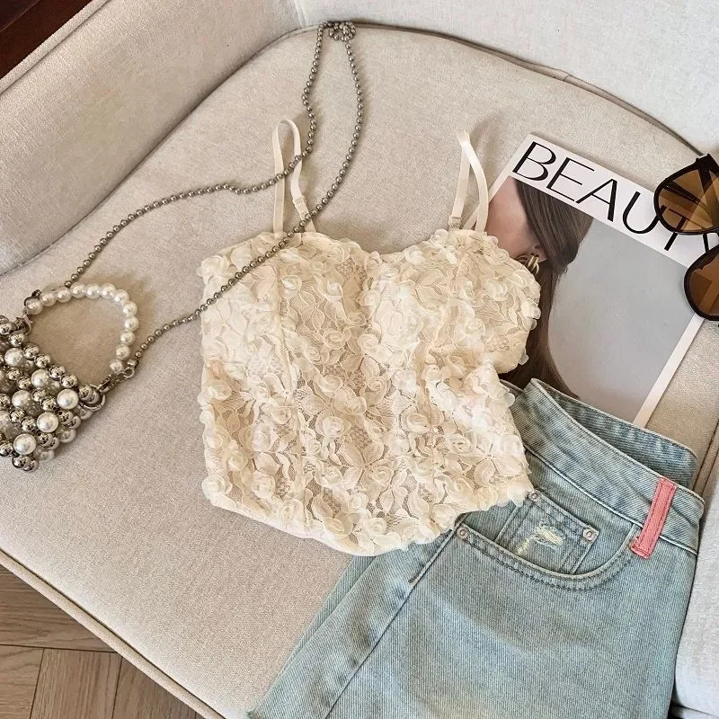 Black White Short-sleeved T-shirt Top Designer Women's Clothing Tanks Niche Age-reducing Beauty Embroidery Diamond Crop Tops
