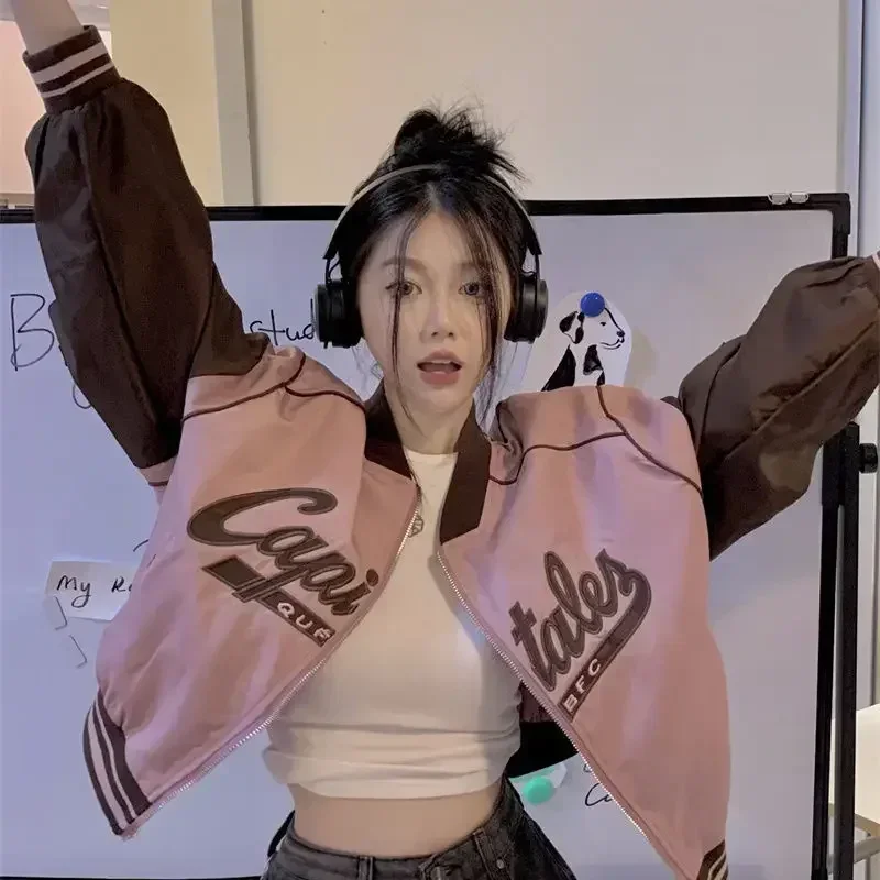 

Zip-up Baseball Aviator Coat Woman Short Letter Bomber Jacket for Women High Quality Luxury Offer Elegant Fashion Lined Deals