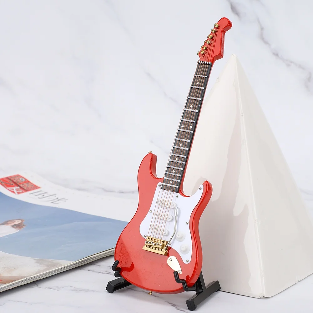 Miniature Red Electric Guitar Model Musical Instrument Crafts Ornament Gift view 5
