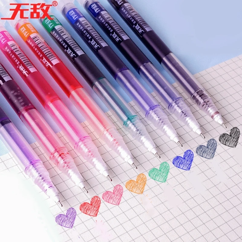 Colorido Gel Ink Set Canetas, Canetas De Bola De Rolamento Líquido Reta, Canetas De Assinatura De Secagem Rápida, Material Escolar E De Escritório, Novo, 2022, 10 Pcs, Conjunto