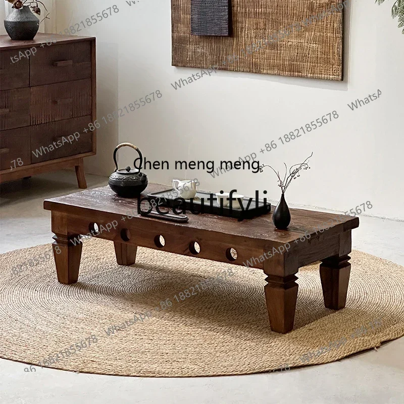 D178  Solid wood coffee table retro living room log table homestay designer tatami coffee table