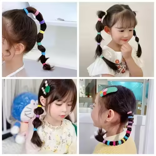 50Pcs/bag Colorful Basic Nylon Ealstic Hair Ties for Girls Ponytail Hold Scrunchie Rubber Band Kid Fashion Hair Accessories - Image 3