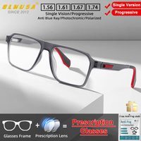 BLMUSA Retro Large Frame Ultralight TR Non-Slip Sports Myopia Glasses Anti Blue Light Prescription Reading Driving Sunglasses