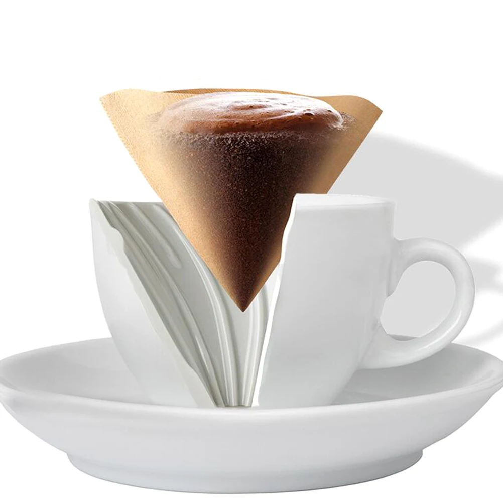 

40pcs Coffee Filtering Paper Conical Coffee Filters Hand Drip Filter Paper for Home Kitchen (Burlywood)