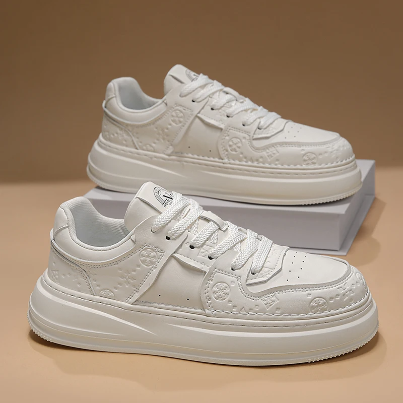Autumn 2025 Men's White Chunky Sneakers - Breathable Minimalist Design, Student-Friendly & Instagram Popular