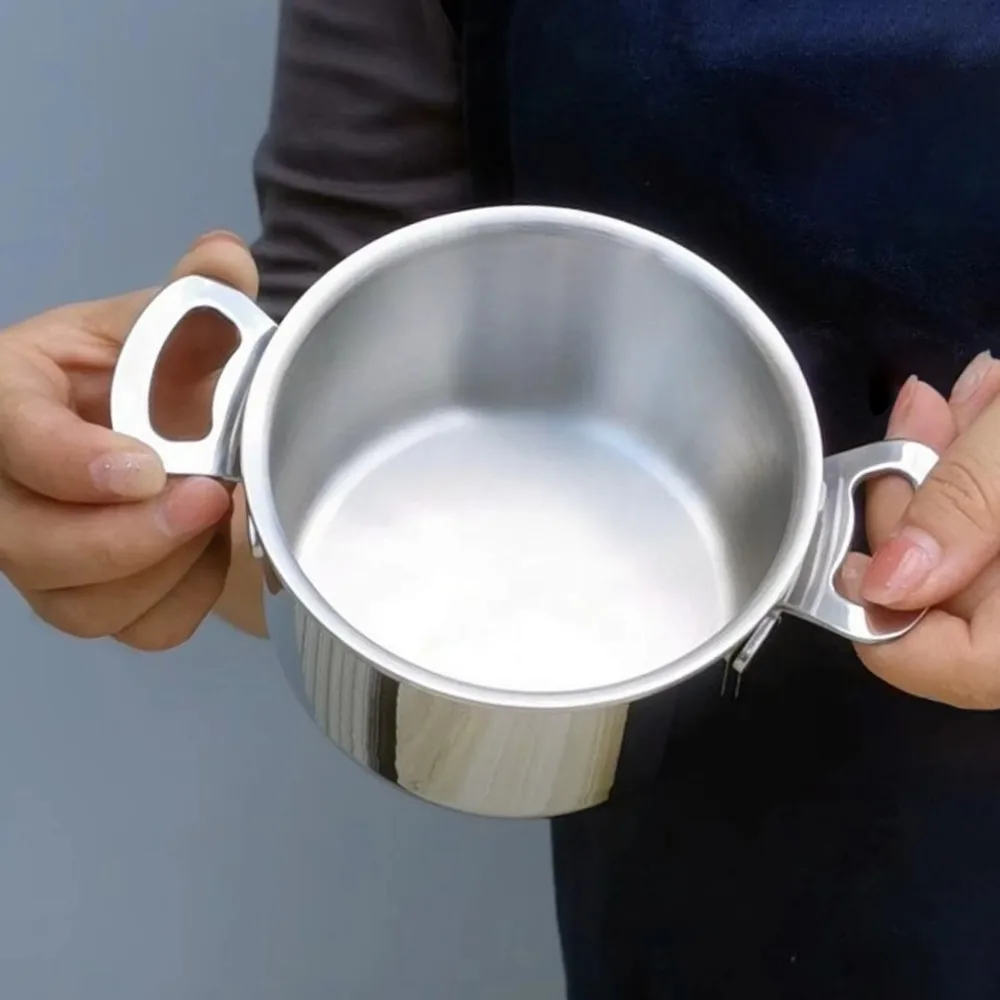 304 Stainless Steel Mini Milk Pot 10CM Double Handle Small Cooking Pot Rust-resistant Thickened Bottom Baby Food Pot Butter view 2
