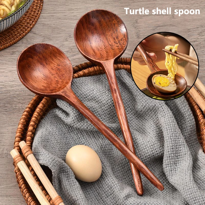 Long Handle Ramen Wooden Spoon Japanese Kitchen Cooking Utensils Tableware Serving Tablespoons Home Large Soup Ladle