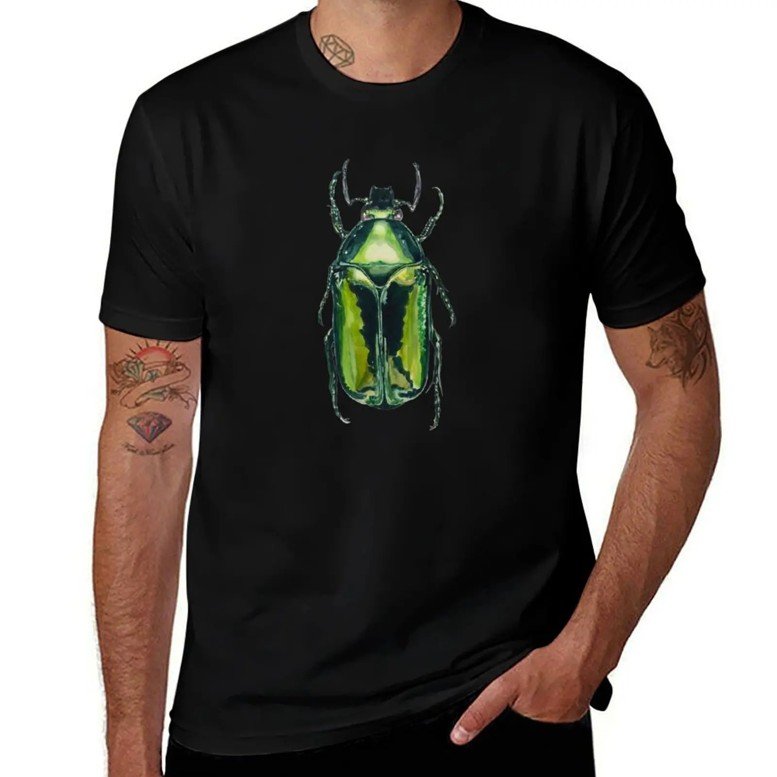 

Green Scarab Beetle: Agestrata semperi female T-Shirt Casual Daily Wear Short Sleeve Top