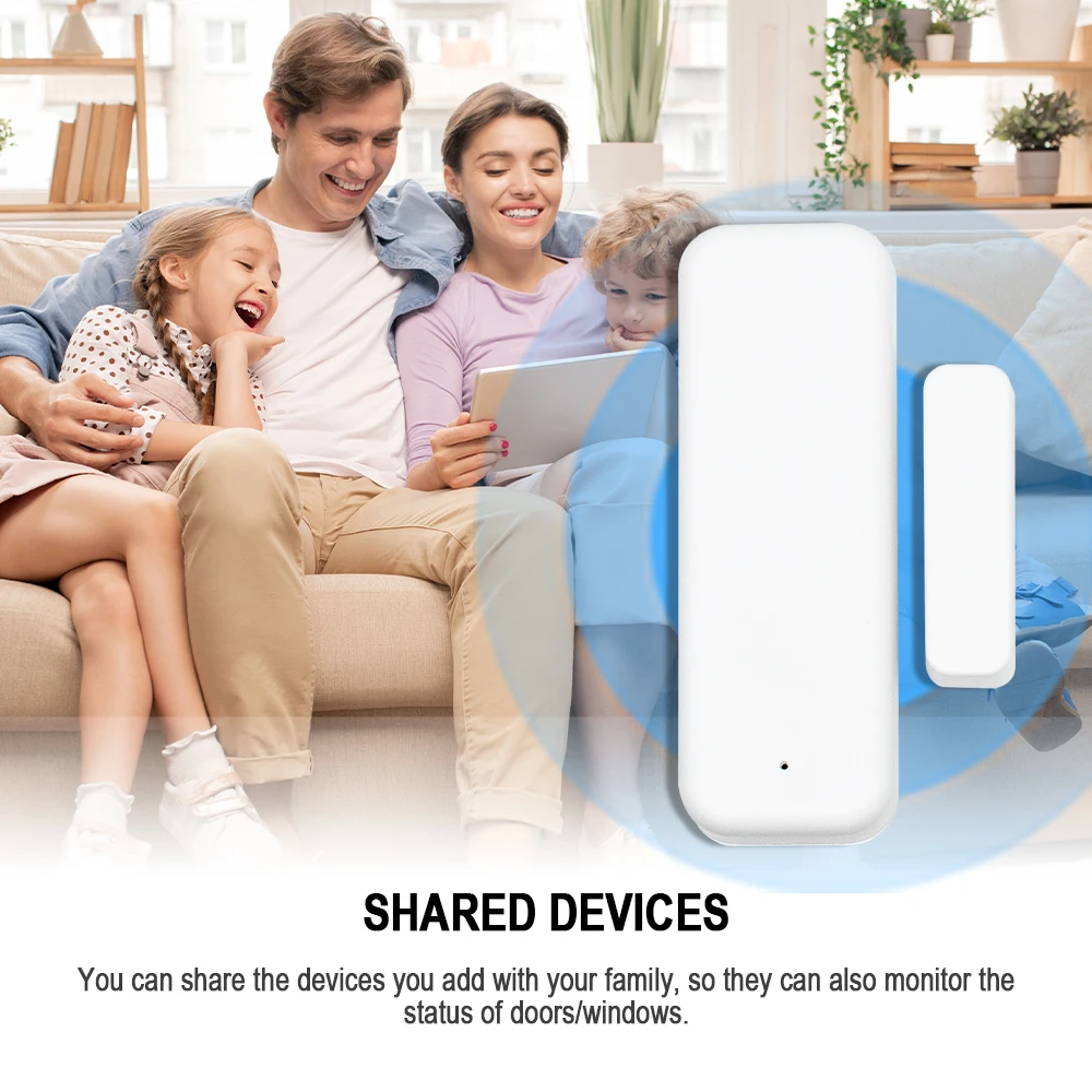 Tuya Smart WiFi Door Sensor Smart Home Open Close Detector Smartlife App Control Notification Compatible with Alexa Google Home