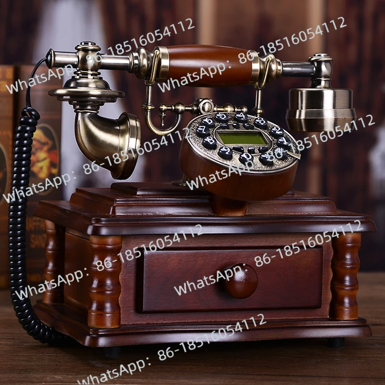 

Европейский антикварный телефон из цельного дерева, ретро-модный креативный персонализированный телефон для дома, стационарный телефон с фиксированной веревкой