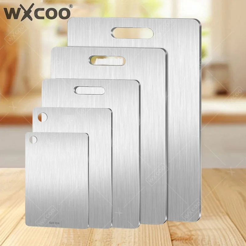 WXCOO 5 Sizes Household Kitchen Boards Thickened Stainless Steel Cutting Board Kitchen Dough Kneading Fruit Vegetable Board
